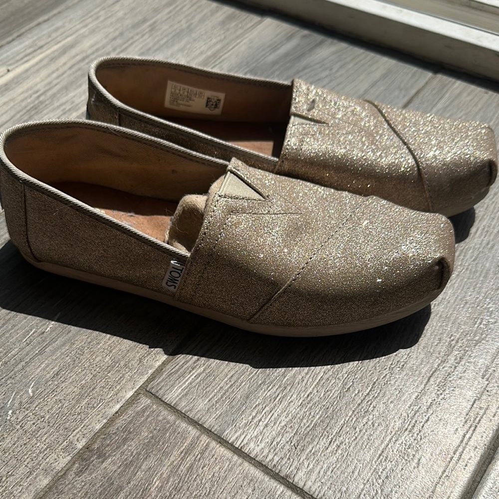 Gold Glitter Slip-On Shoes